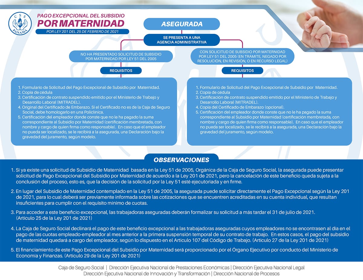 Prestaciones por maternidad en casos excepcionales